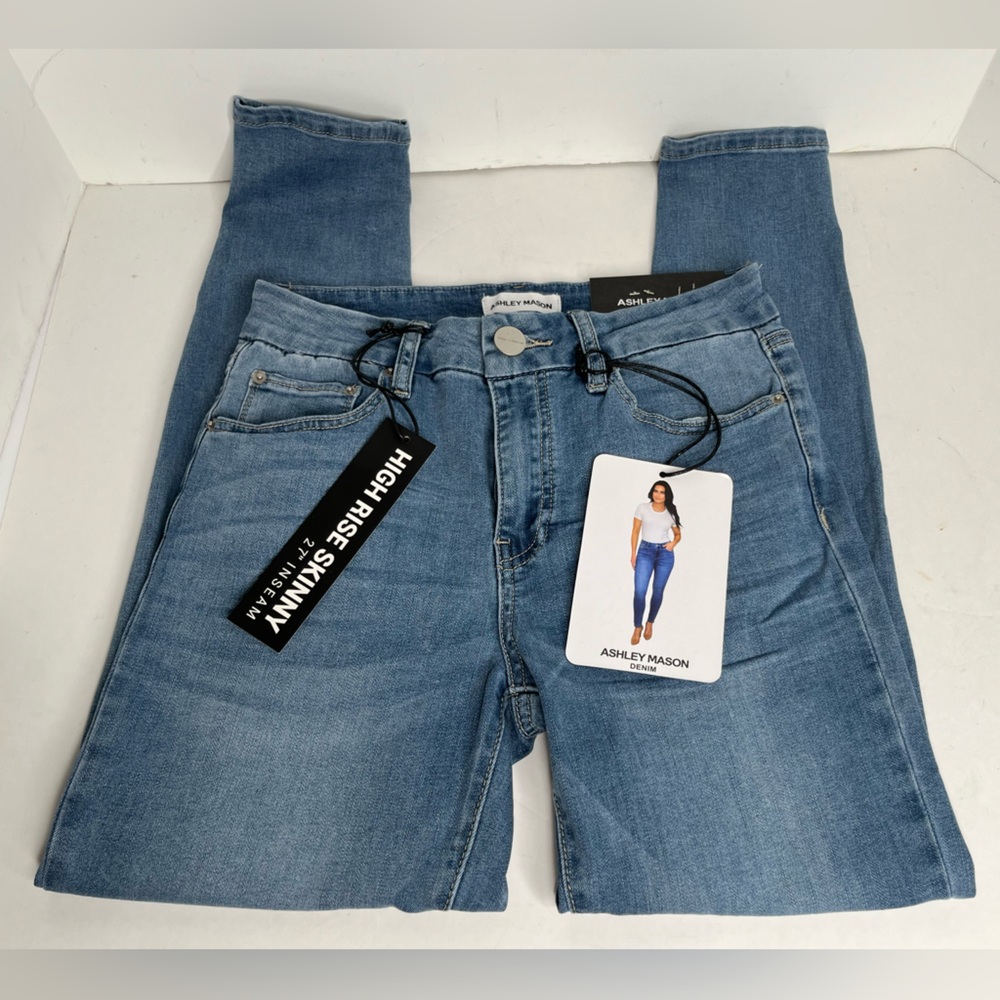 NWT Ashley Mason Prosperity Denim Blue High-Rise Skinny Jeans Size 7